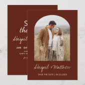 Invitation Arche de photos bohème Save The Date Terracotta  (Devant / Derrière)