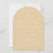 Invitation Arche de première communion Beige Simple Script mo (Devant)