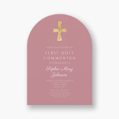 Invitation Arche de première communion moderne fille rose