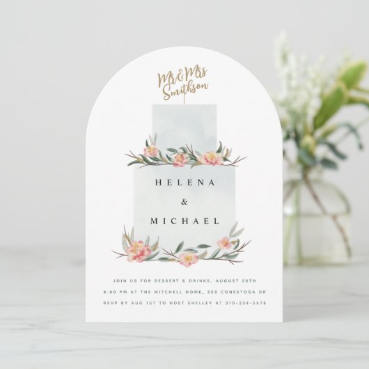 Invitation Arche de réception de mariage de gâteau mariage (Debout devant)