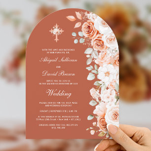 Invitation Arche de roses en terre cuite Mariage religieux