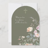 Invitation Arche de roses sur fond vert olive pour mariage ca (Dos)