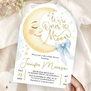 Invitation Arche de ruban bleu garçon Baby Shower Sous la lun