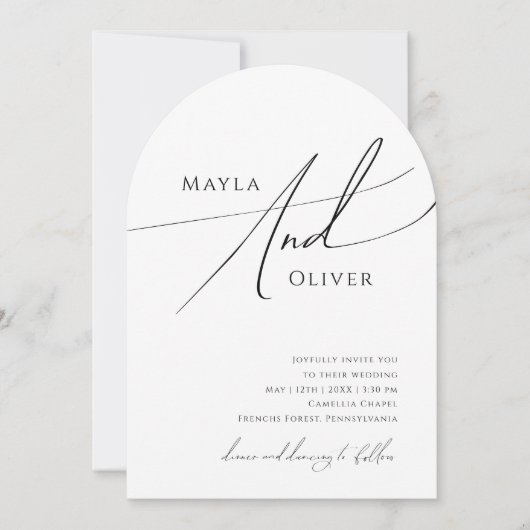 Invitation Arche De Script Whimsical Tout En Un Mariage (Devant)