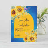 Invitation Arche de tournesol jaune vif sur arrière - plan bl (Debout devant)