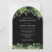 Invitation Arche de verdure Code QR noir et blanc Mariage (Devant)