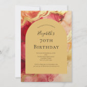 Invitation Arche d'encre rouge or 70e anniversaire pour elle (Devant)