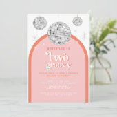 Invitation Arche Disco Anniversaire Orange rose (Debout devant)