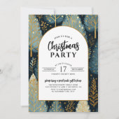 Invitation Arche d'or moderne Fête de Noël Forêt de Noël (Devant)