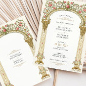 Invitation Arche d'or orné victorien et Mariage de roses rose