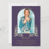 Invitation Arche d'or photo feuillage violet Graduation (Devant)