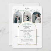 Invitation Arche dorée écriture Boho verte personnalisée de p (Dos)