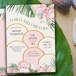 Invitation Arche dorée Protea tropicale et Palmier 40e Annive