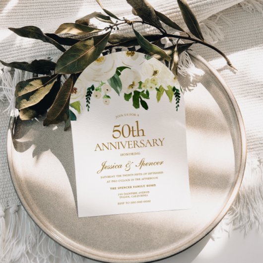 Invitation Arche du 50e anniversaire de Mariage des Fleurs bl