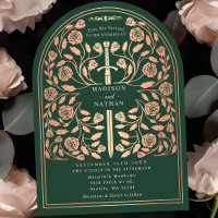 Arche du Mariage d'épée d'or du Rose royal vert