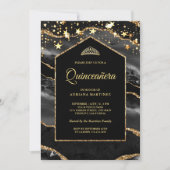 Invitation Arche en marbre d'or noir Quinceanera (Devant)
