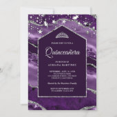 Invitation Arche en marbre Royal violet argenté Quinceanera (Devant)