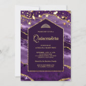 Invitation Arche en marbre royal violet or Quinceanera (Devant)