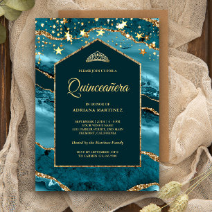 Invitation Arche en marbre turquoise or Quinceanera