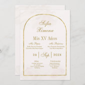 Invitation Arche en or beige Quinceañera (Devant / Derrière)