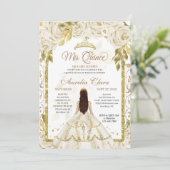 Invitation Arche en or de la princesse Florale blanche Photo (Debout devant)