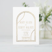 Invitation Arche en or moderne géométrique blanche classe mar (Debout devant)