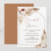 Invitation Arche en or rose, douche florale bohème en terre c (Devant / Derrière)