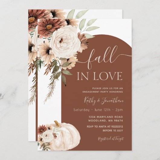 Invitation Arche en terre cuite Fleurs Citrouille Bohème Tomb (Devant / Derrière)