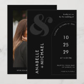 Invitation Arche et photo de l'espereur géométrique noir et b (Devant / Derrière)