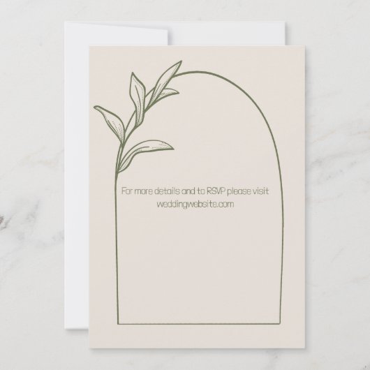 Invitation Arche feuille moderne Tan & Mariage vert (Dos)