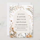 Invitation Arche Fleur sauvage Jaune Élégante Brunch de Pâque (Devant)
