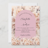 Invitation Arche fleurie crème rose Dusty mariage élégant (Devant)