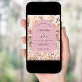 Invitation Arche fleurie crème rose Dusty mariage élégant