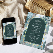 Invitation Arche fleurie Turquoise foncée Mariage musulman