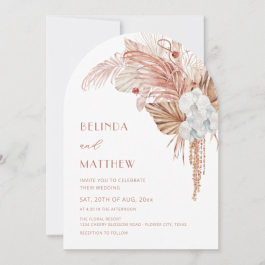 Invitation Arché floral aquarelle bohème (Devant)