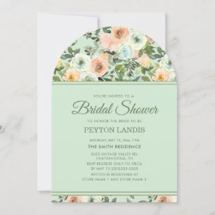 Invitation Arche florale aquarelle mariage rose menthe