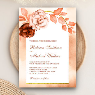Invitation Arche Florale Aquarelle Terracotta de Mariage Terr