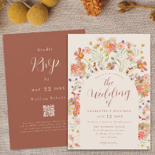 Invitation Arche Florale Bohème Automnale Terracotta Beige Ma