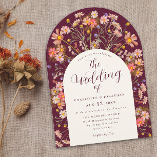 Invitation Arche florale de fleurs sauvages rustique bohème d