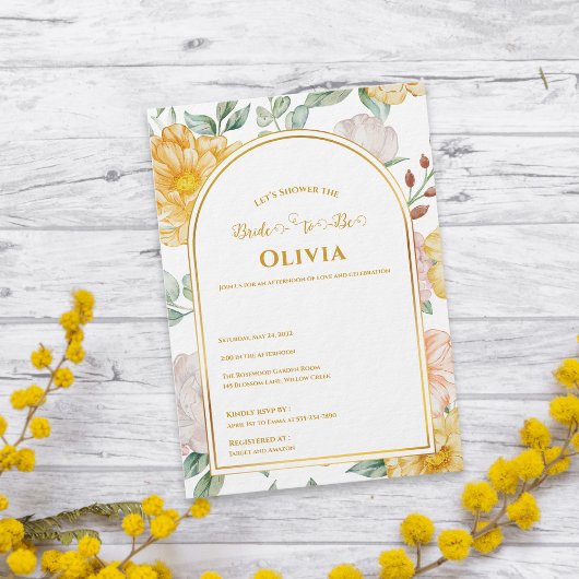 Invitation Arche florale jaune pour la future mariée Shower d