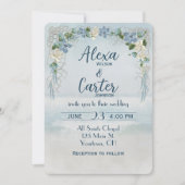 Invitation Arche Florale mariage Sur Aquarelle Océane (Devant)