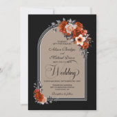 Invitation Arche Florale Orange Brûlé Mariage Beige Noir (Devant)