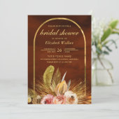 Invitation Arche Florale Terreuse Dorée Orange Brûlé pour une (Debout devant)
