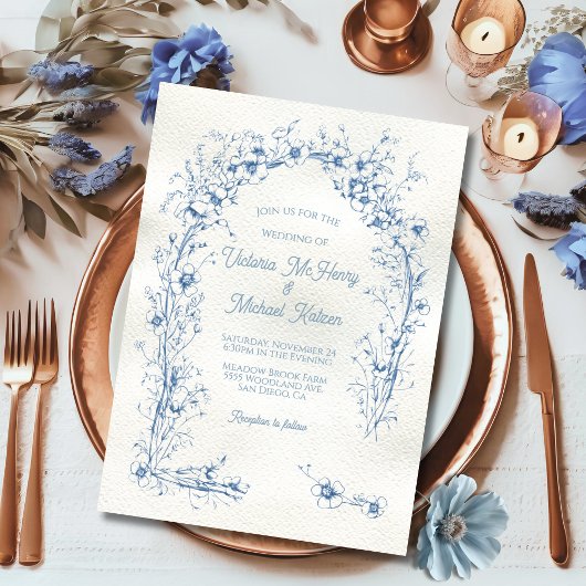 Invitation Arche florale Toile Mariage simple