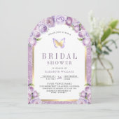 Invitation Arche florale violette Papillon Fête de mariage de (Debout devant)