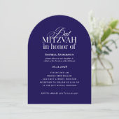 Invitation Arche forme classique Luxe | Bat mitzvah bleu fonc (Debout devant)