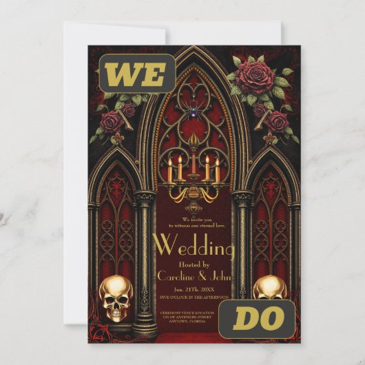 Invitation Arche gothique aux crânes. (Devant)