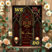 Invitation Arche gothique aux crânes.