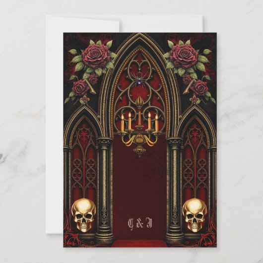 Invitation Arche gothique aux crânes. (Dos)