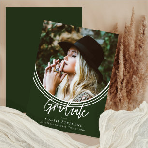 Invitation Arche invertie tendance Script Graduate photo vert